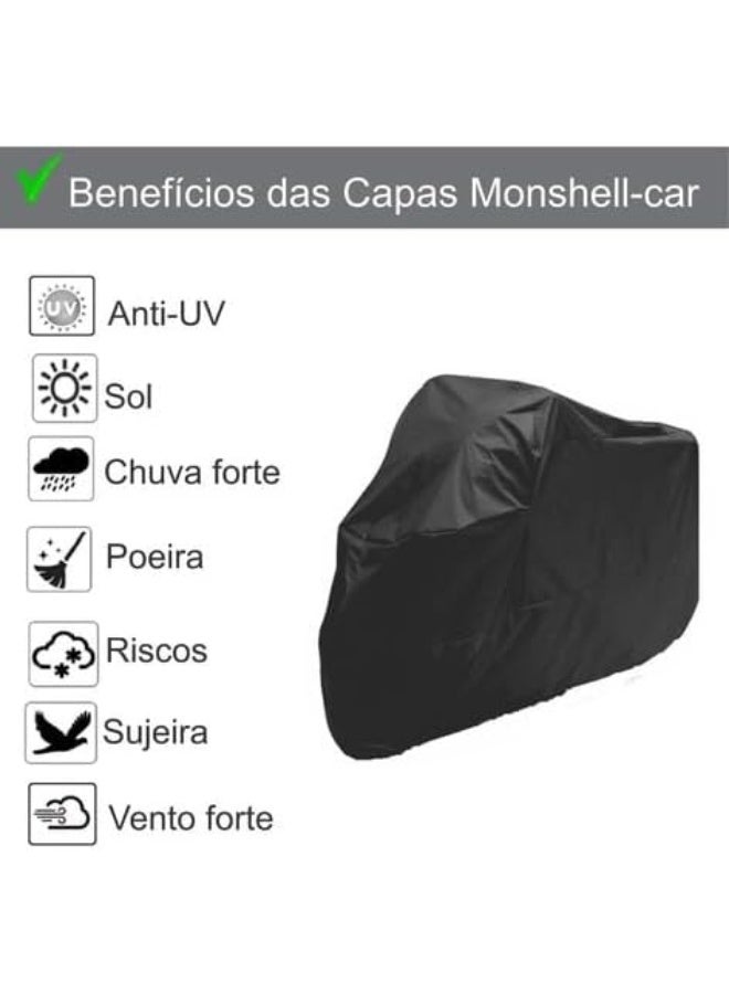 Waterproof Black Motorcycle Cover, Motorcycle Cover Oxford 190T, Protection Against Dust, UV, Debris, Rain, for Motorcycles - Image 3
